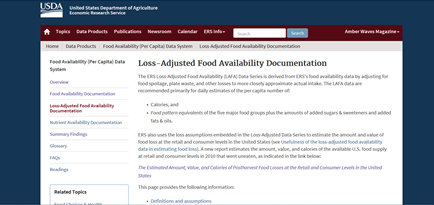 USDA’s Economic Research Service’s Loss-Adjusted food Availability Data Series