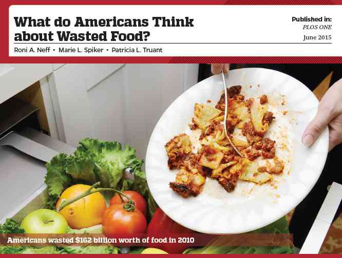 Wasted Food: U.S. Consumers’ Reported Awareness, Attitudes, and Behaviors